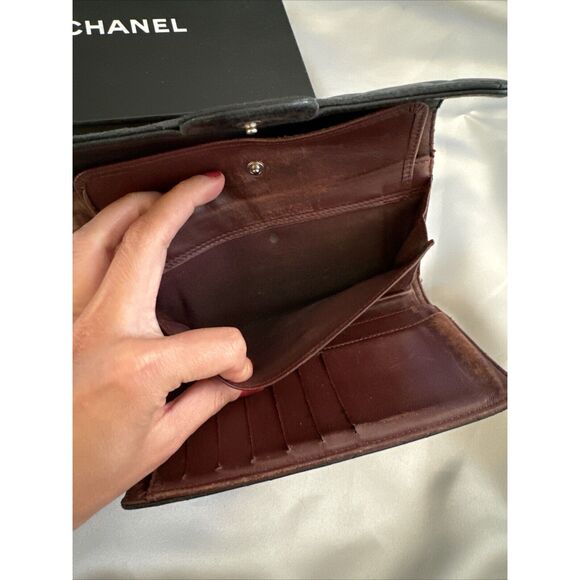 CHANEL Flap Wallet Quilted Black Silver Tone Hardware W/box - Picture 10 of 16